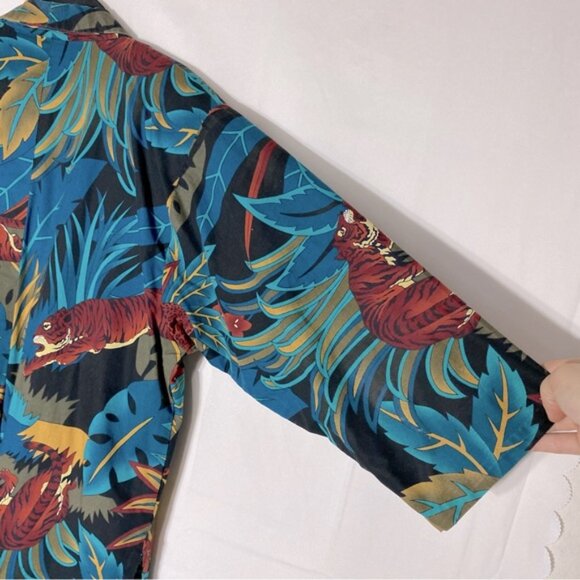 Vintage Handmade Jungle Cat Print Open Front Light Jacket Blazer XL - Picture 12 of 15